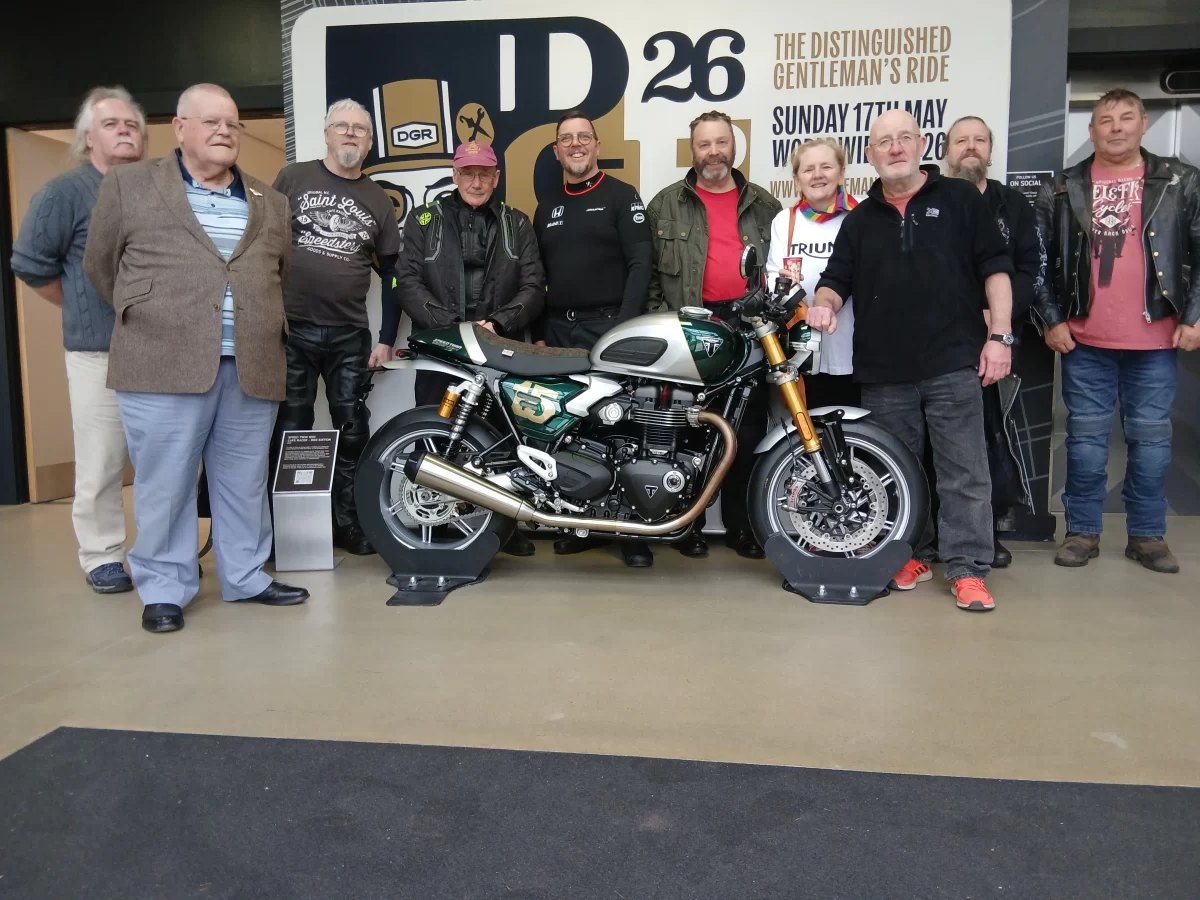 Group of Triumph motorcycles on display