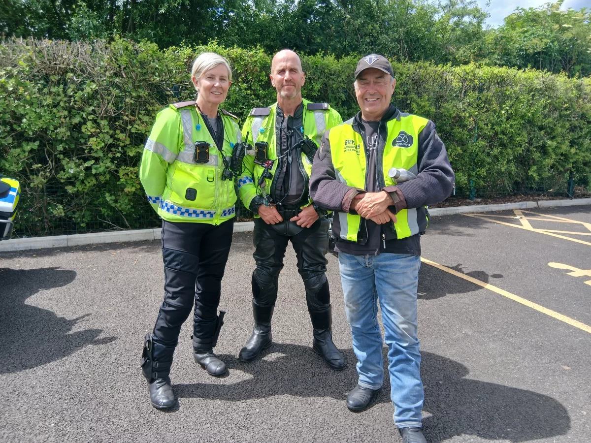 Riders and police officers at the event